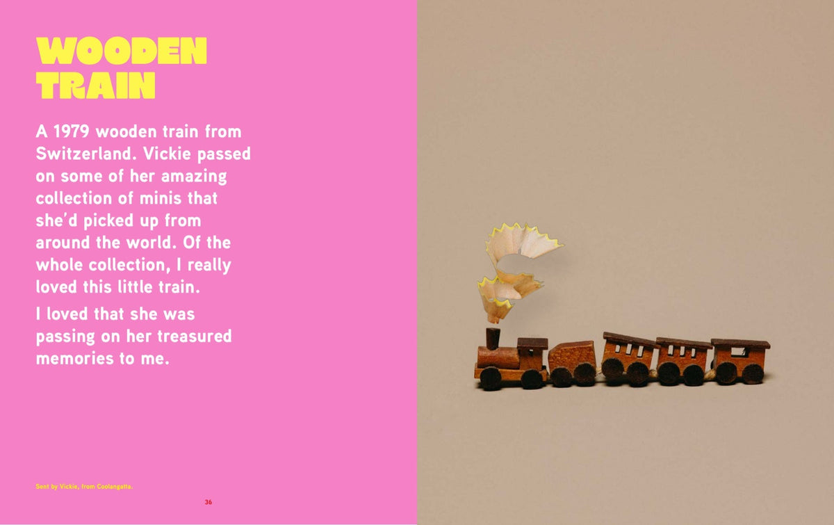 Inside the Mini Museum Memoir: Wooden Train spread