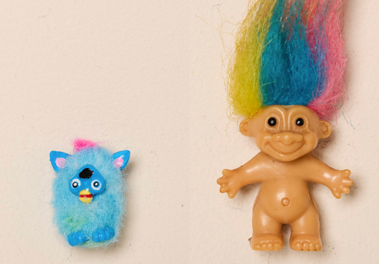 Inside the Mini Book of Minis: miniature Furby and colourful troll