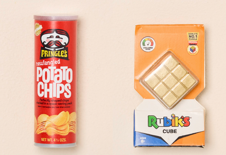 Inside the Mini Book of Minis: miniature Pringles and Rubik’s puzzle